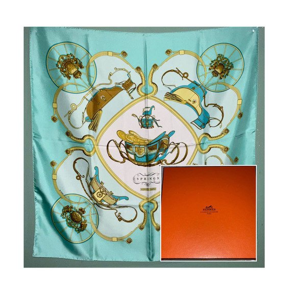 Hermes “Springs” 100% Silk Twill Scarf by Philippe Ledoux 90cm Square NWT/BOX - Picture 1 of 16